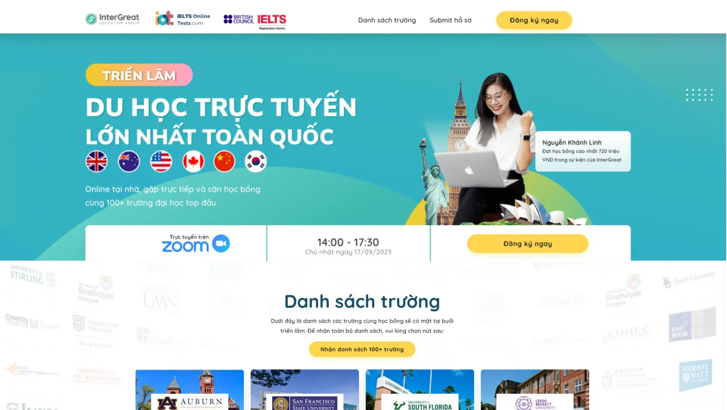 Từ landing page thiếu tin cậy đến hệ thống thu hút khách hàng cho sự kiện du học